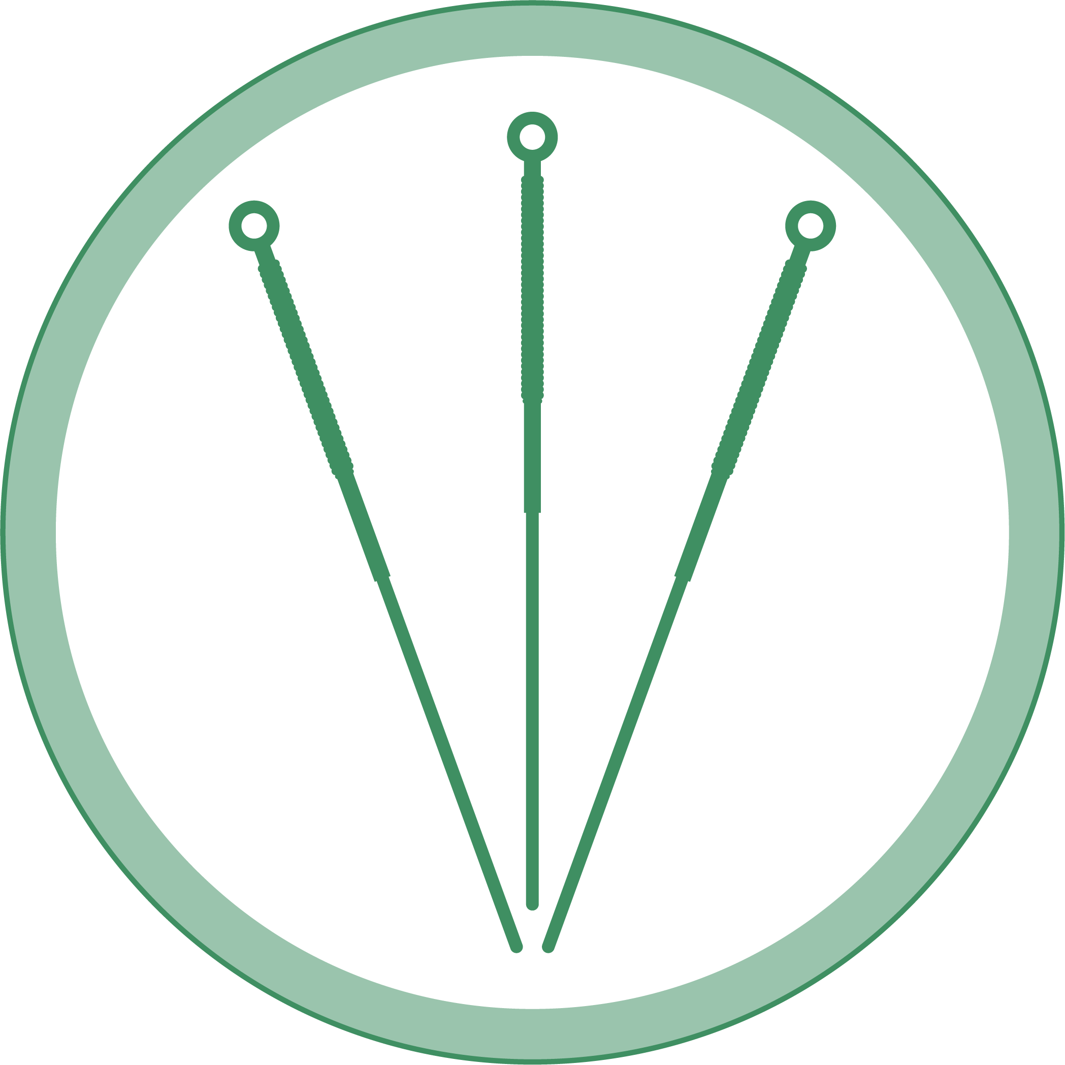 icon graphic of three acupuncture needles inside a circle with a green border